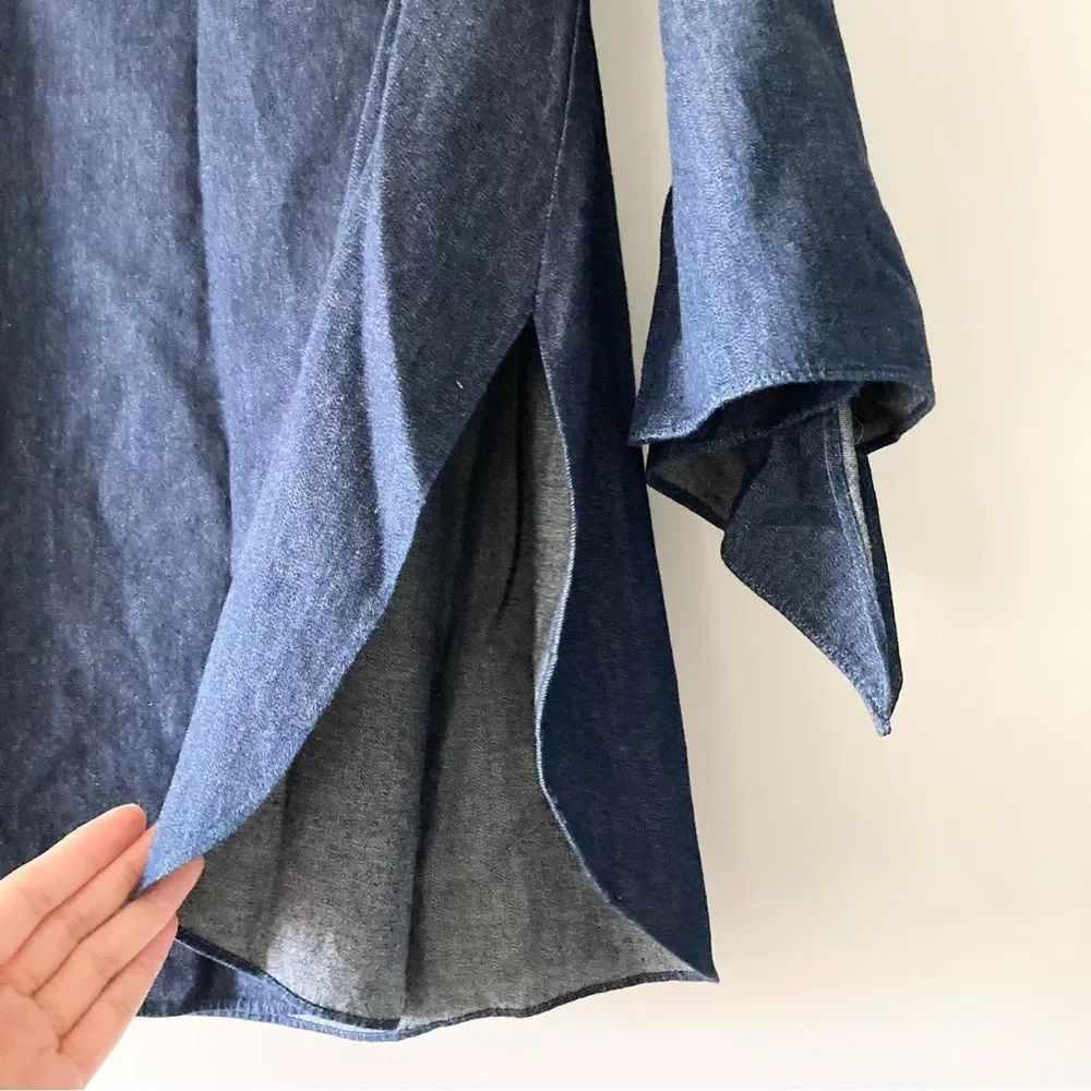 TIBI Chambray‎ Pheasant Top Off The Shoulder 0 - Picture 6 of 8